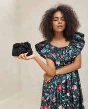 Rochelle Black/Crystal Mini Bow Clutch