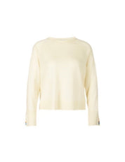 Knit sweater with contrast sleeve slit