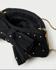 Rochelle Black/Crystal Mini Bow Clutch
