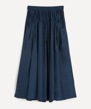 Eracle Navy Skirt Maxi Cotton Silk