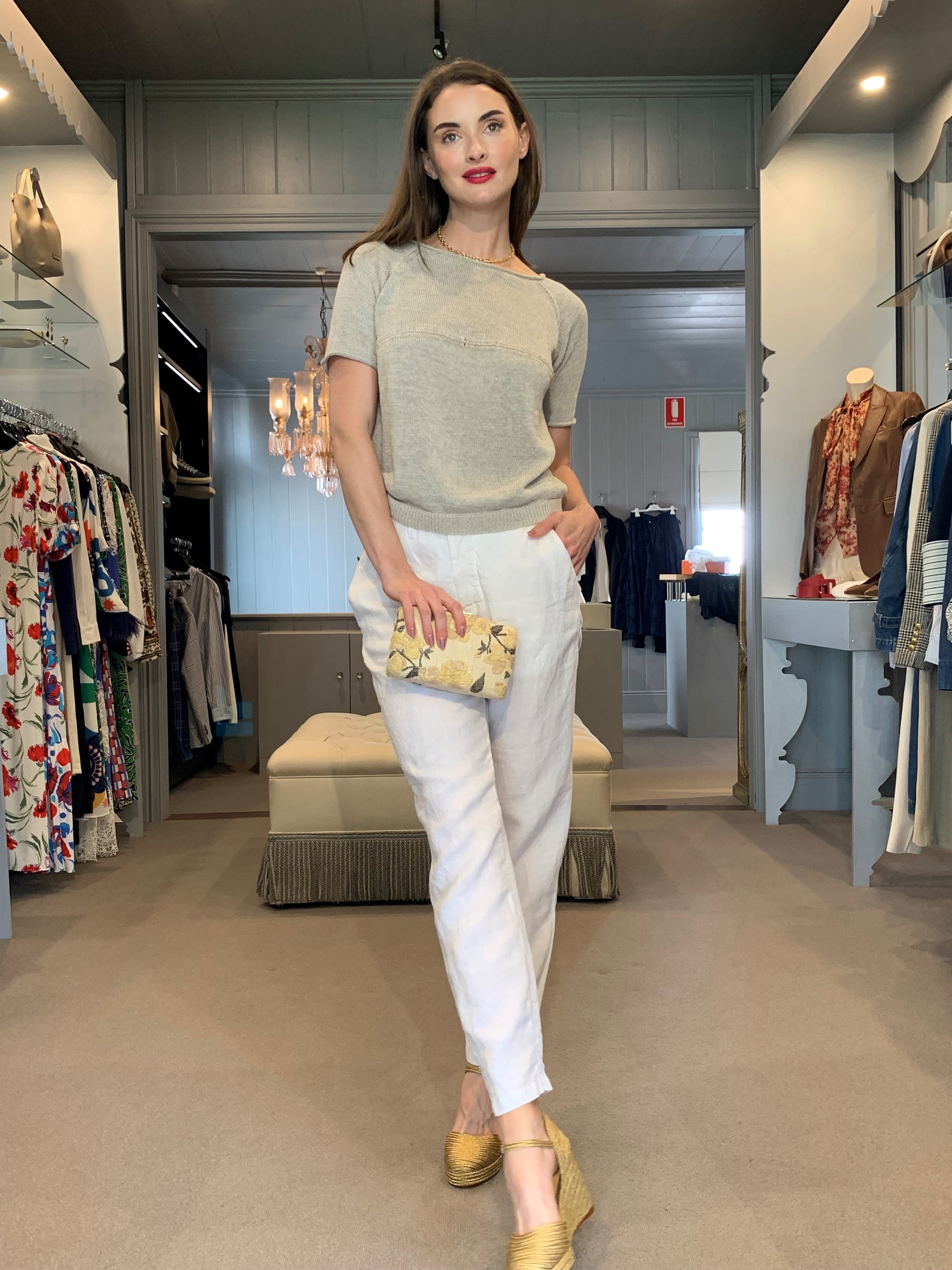 Linen slim pant