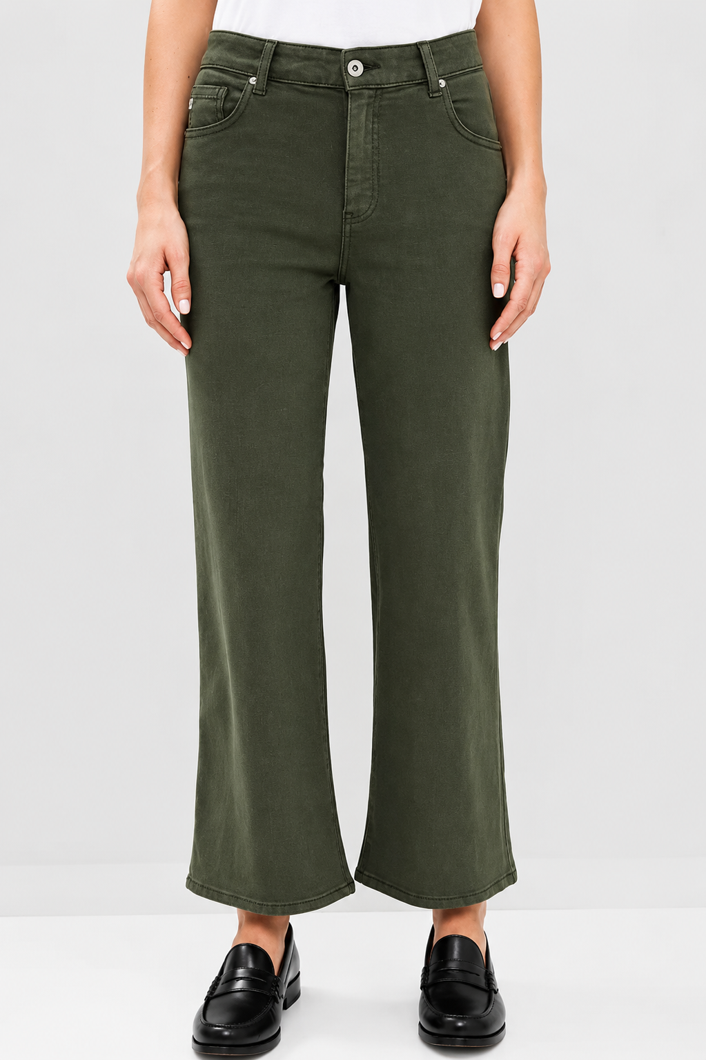 Saige Wide-Leg Crop Dark Thyme