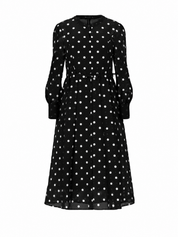 Long Silk And Linen Dress Polka Dot