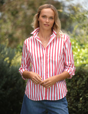 Eileen Relaxed B/U Shirt White and Red Stripe