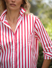 Eileen Relaxed B/U Shirt White and Red Stripe