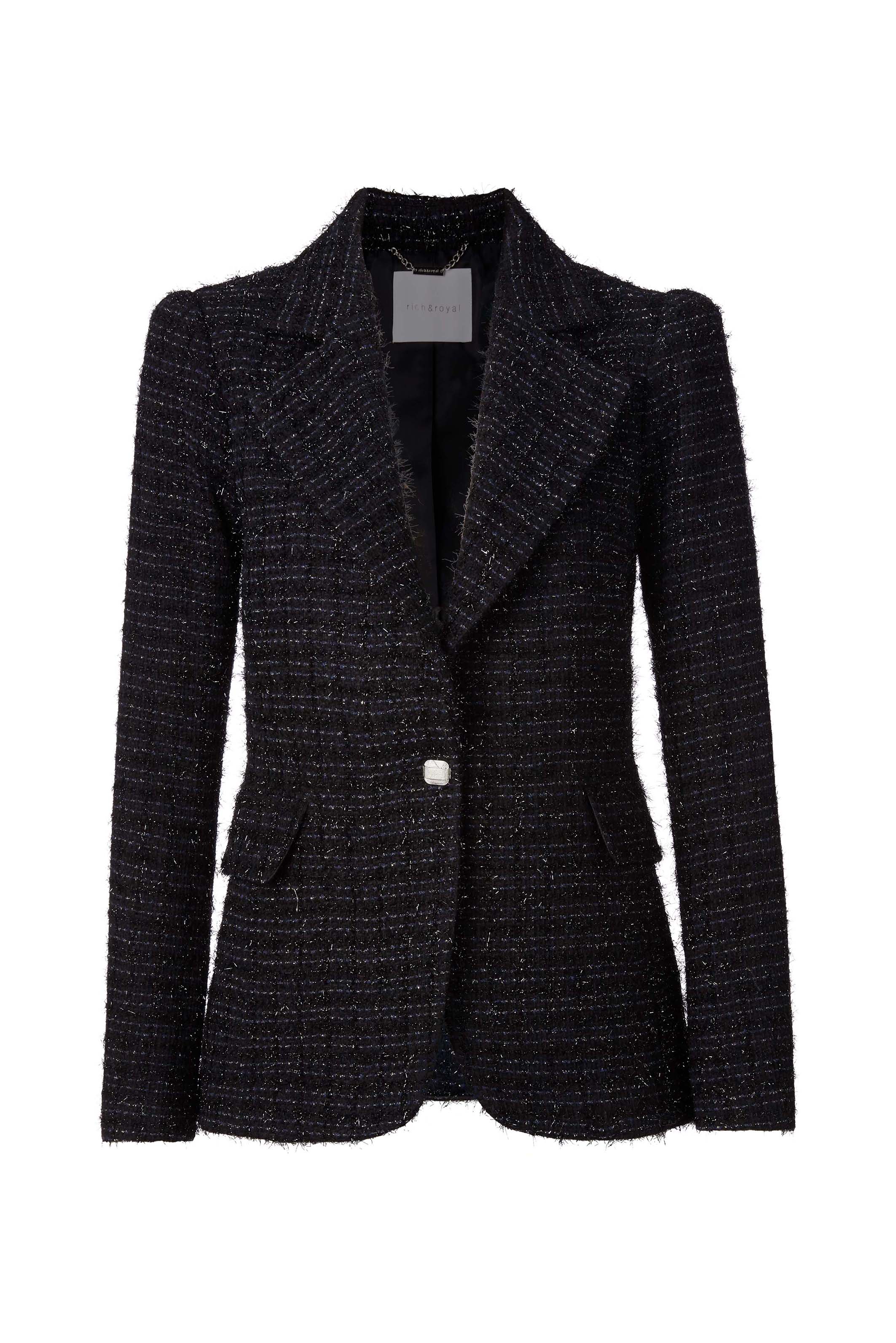 Black Boucle Blazer with Glitter Yarn