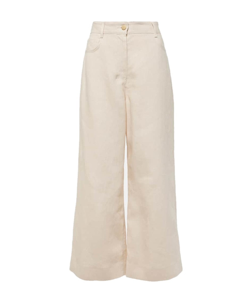 S Max Mara Lapo Linen Trousers Beige