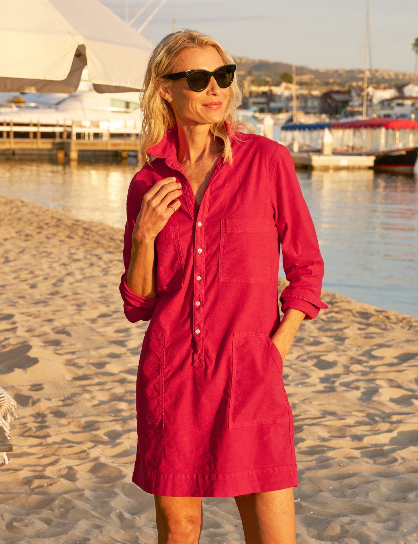 Southern Long Slv Playsuit Dress Red