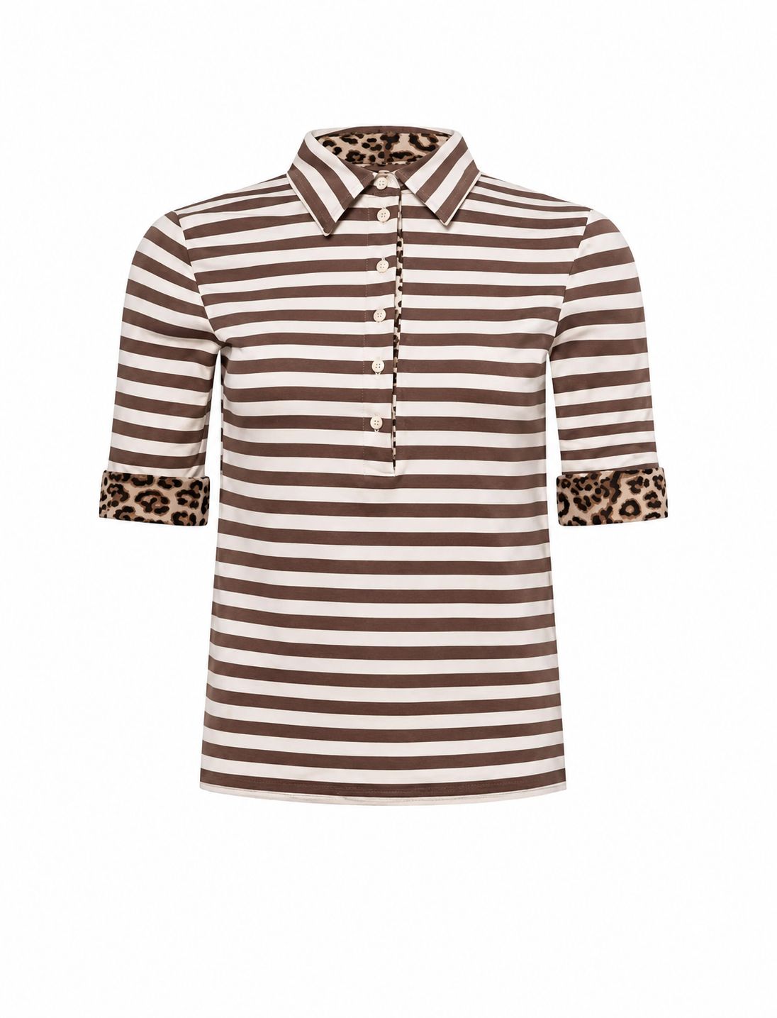 Short-Sleeve Polo Shirt Brown Stripe