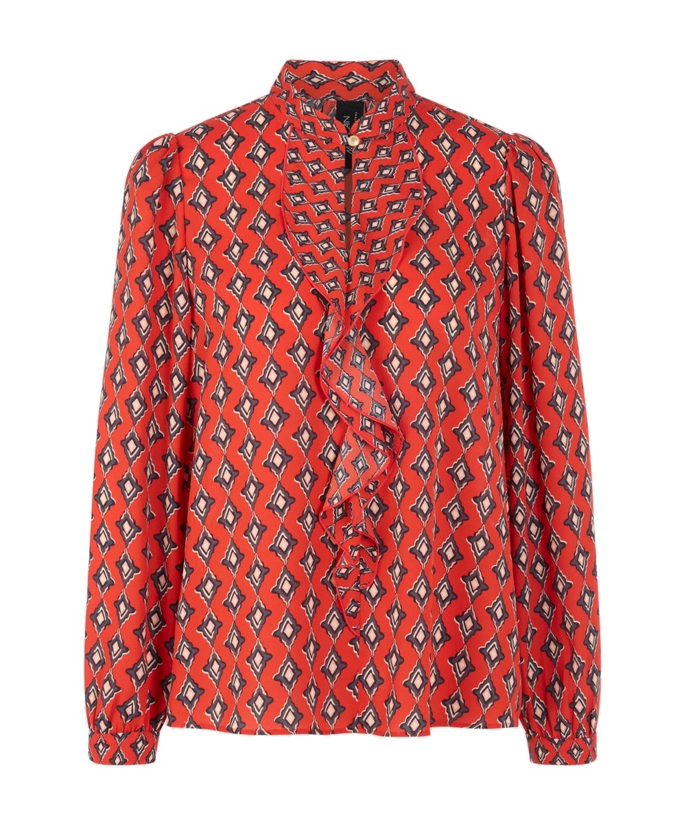 Marc Cain Aurora Red Print Blouse