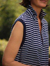 Olivia Popover Henley Tank Yacht Stripe