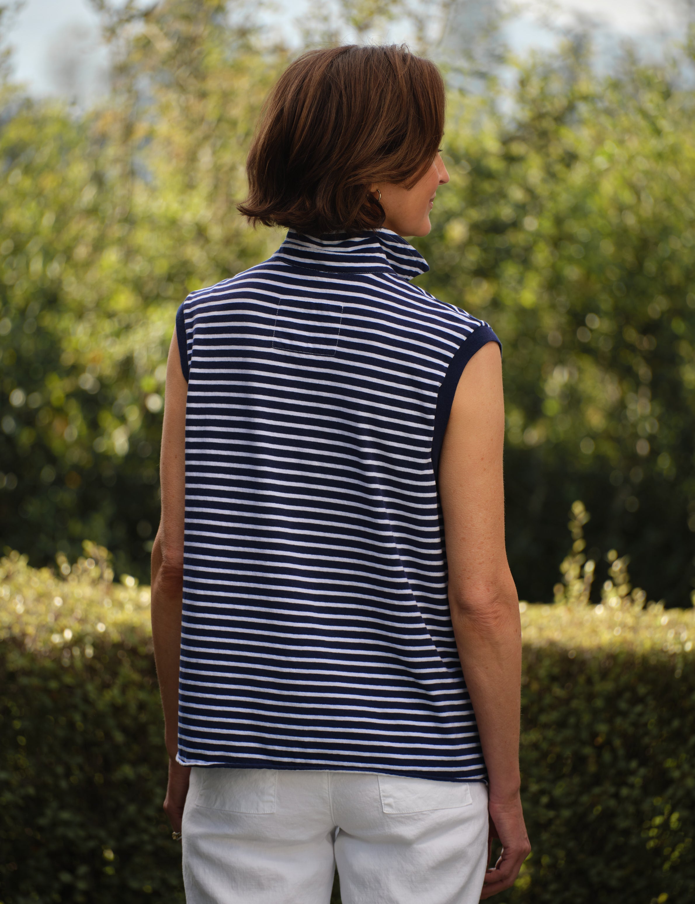 Olivia Popover Henley Tank Yacht Stripe