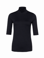 Short-Sleeve Turtleneck Top With Stand-Up Collar