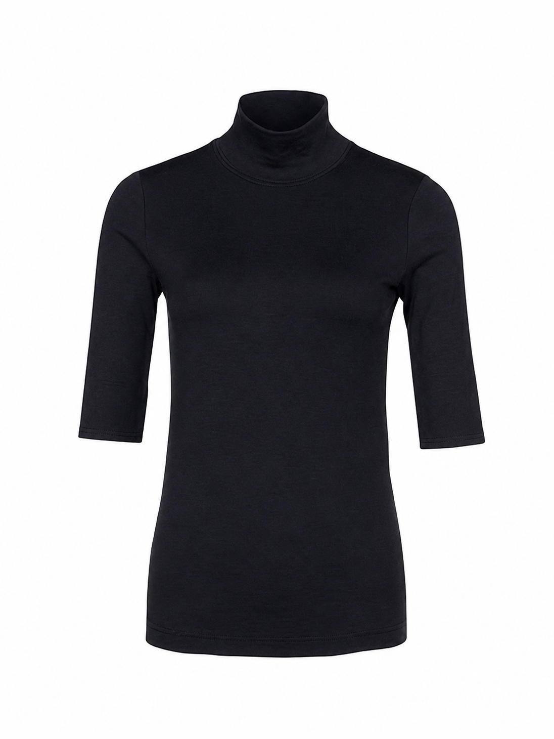 Marc Cain Short-Sleeve Turtleneck Top with Stand-Up Collar