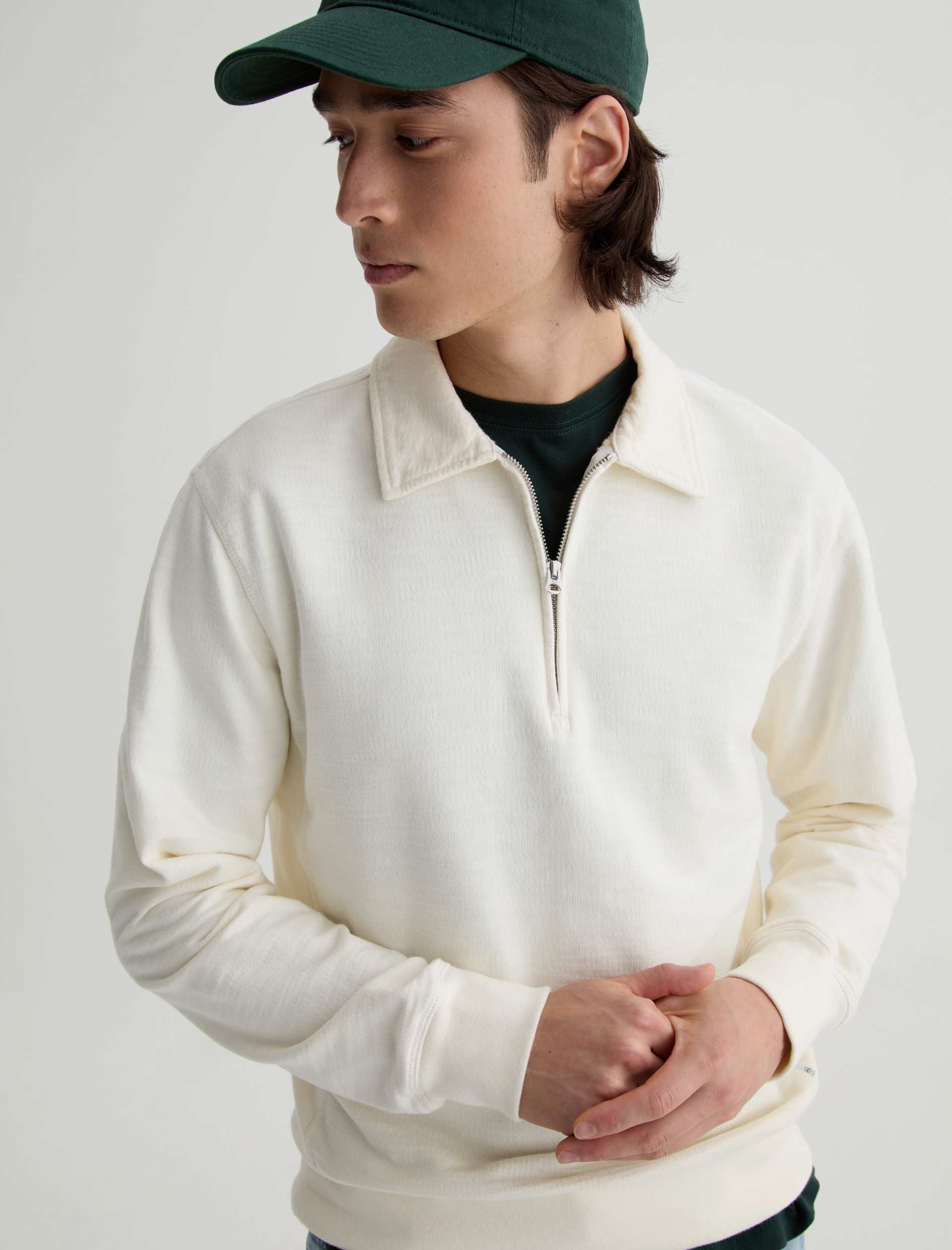 Ethan Zip Sweatshirt Ivory Dust
