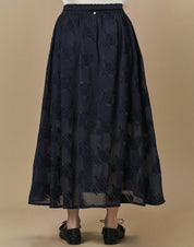 Enhance full longer length skirt in navy fil-coupe