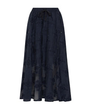 High Everyday Couture Enhance Full Longer Length Skirt in Navy Fil-Coupe