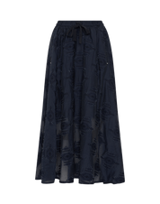 Enhance full longer length skirt in navy fil-coupe