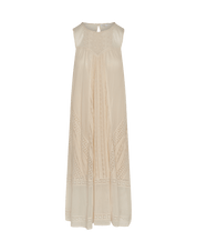 Virtuous ecru cotton tulle dress with lace applique