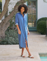 Rory Maxi Shirtdress Vintage Stonewashed Indigo