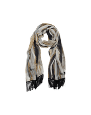 Watercolour stripe long scarf with fringed ends