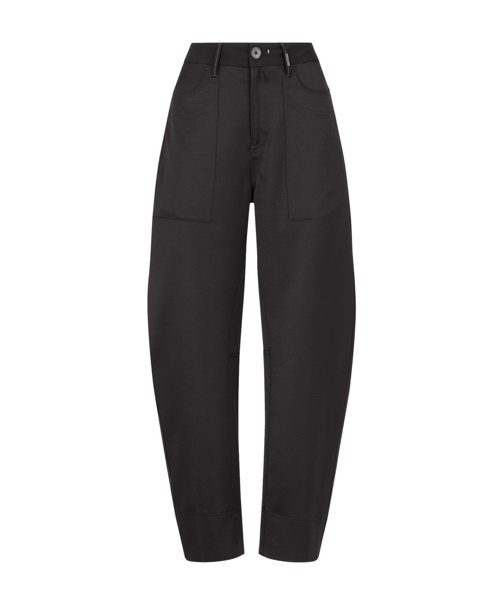 High Everyday Couture Qualify Black Curved Leg Pants Black