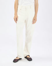 Trice Straight-Leg Pants in White Cotton and Linen