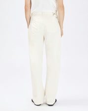Trice Straight-Leg Pants in White Cotton and Linen