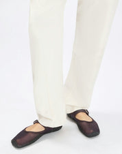 Trice Straight-Leg Pants in White Cotton and Linen