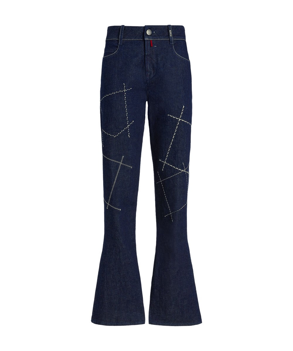 High Everyday Couture Stardom bootcut jeans in blue denim with geometric embroidery