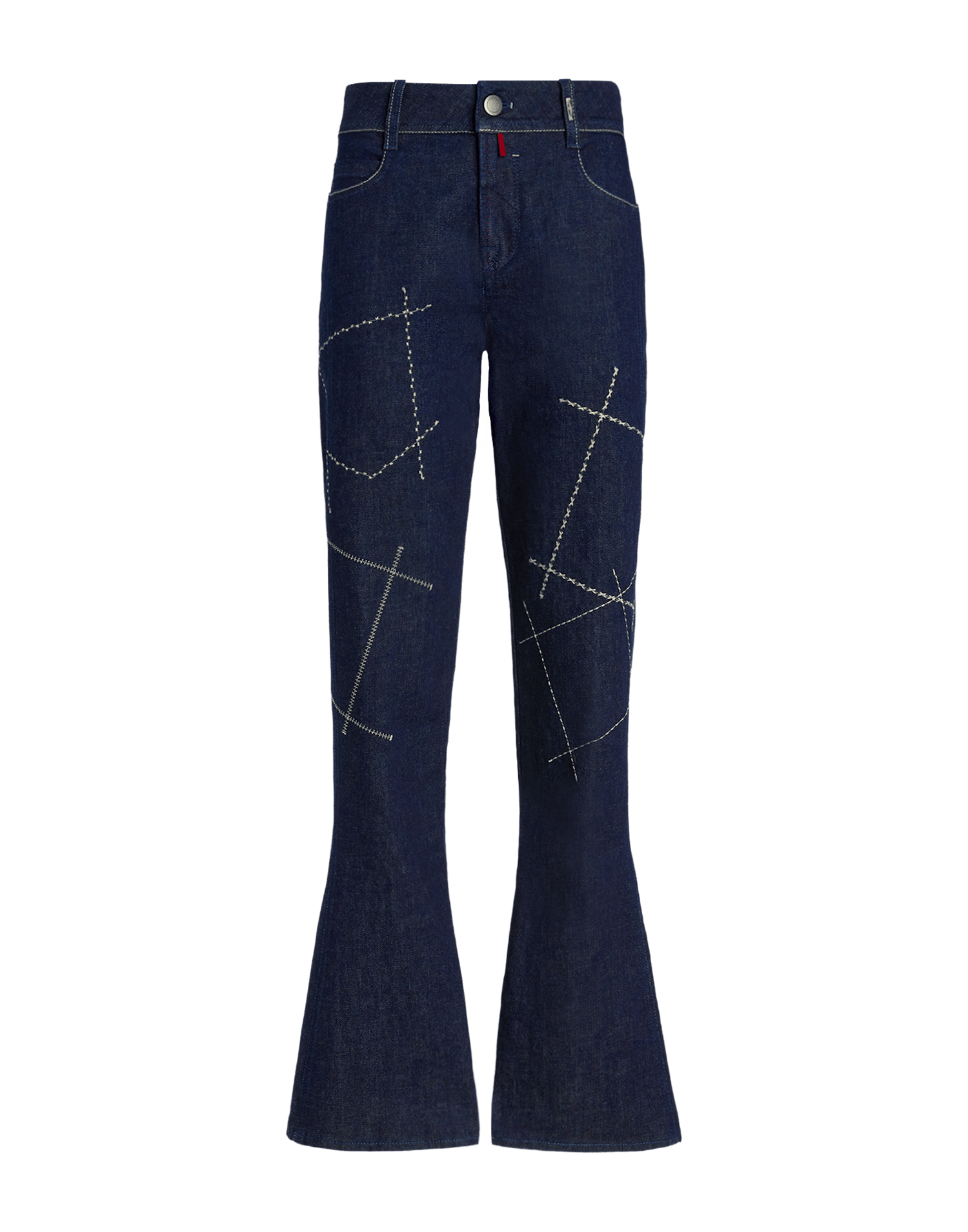 Stardom bootcut jeans in blue denim with geometric embroidery