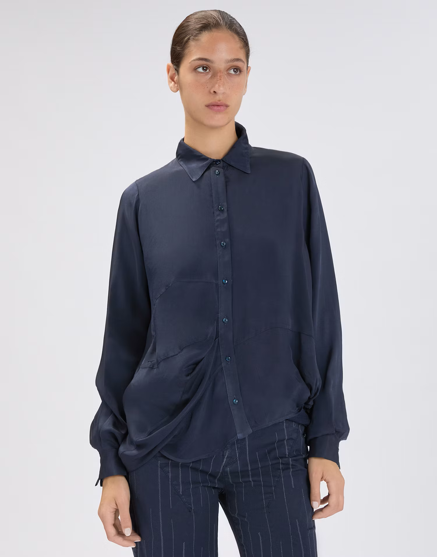 In Spring Navy Blue Twill Shirt