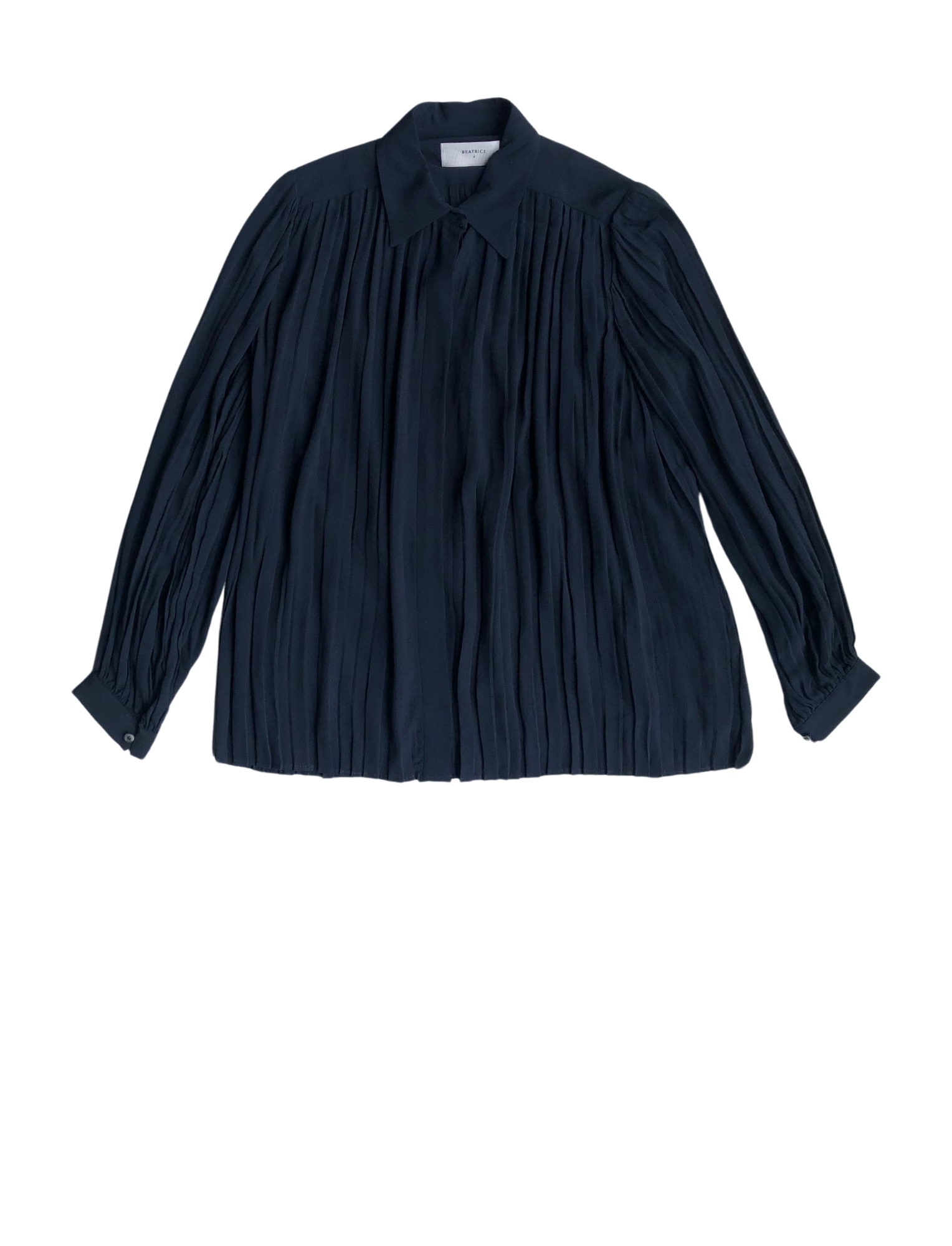 Torre Navy Pleated Shirt