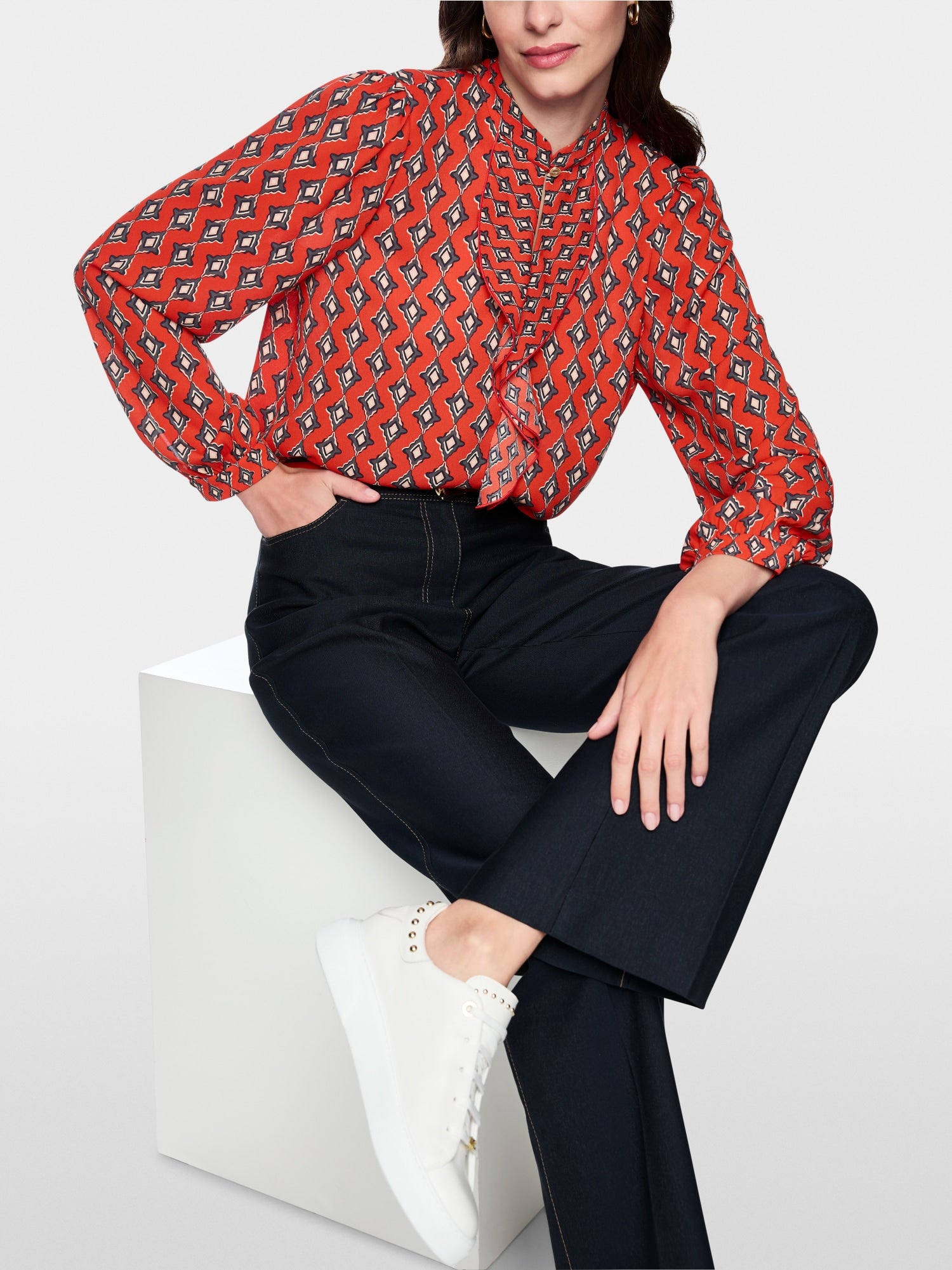 Aurora Red Print Blouse