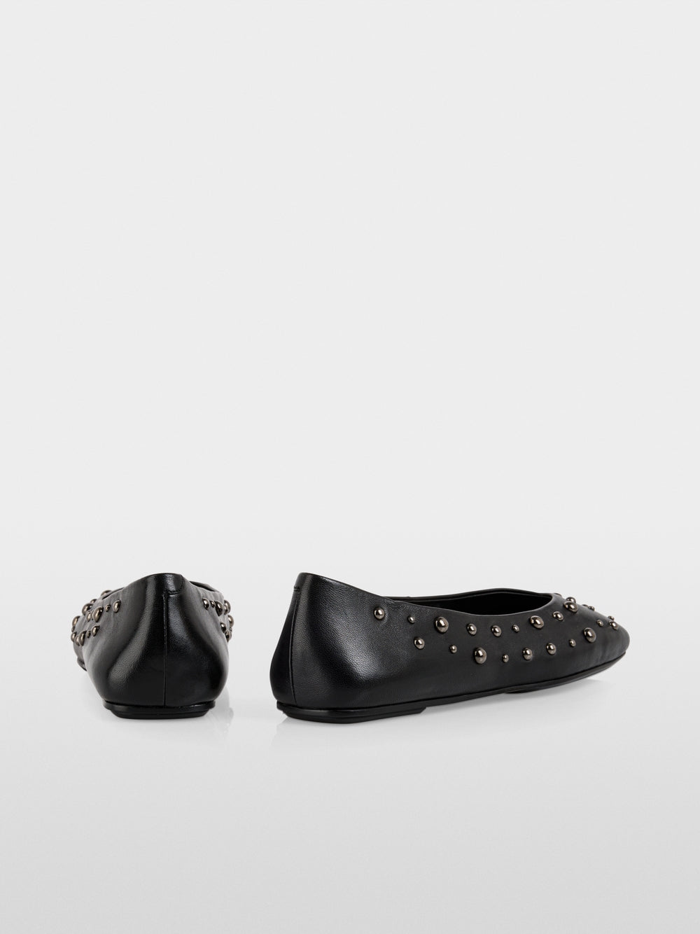 Leather ballerina flats with studs Black