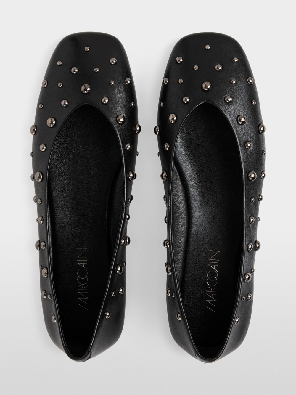 Leather ballerina flats with studs Black
