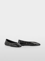 Leather ballerina flats with studs Black