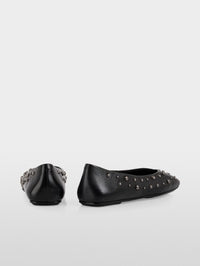 Leather ballerina flats with studs Black