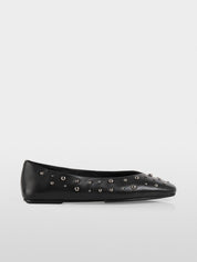 Leather ballerina flats with studs Black