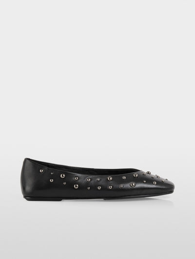 Leather ballerina flats with studs Black