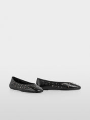 Leather ballerina flats with studs Black