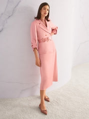 Suede Bow Ballet Flat Pink