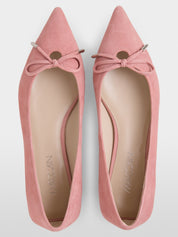 Suede Bow Ballet Flat Pink