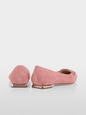 Suede Bow Ballet Flat Pink