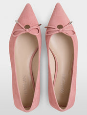 Suede Bow Ballet Flat Pink