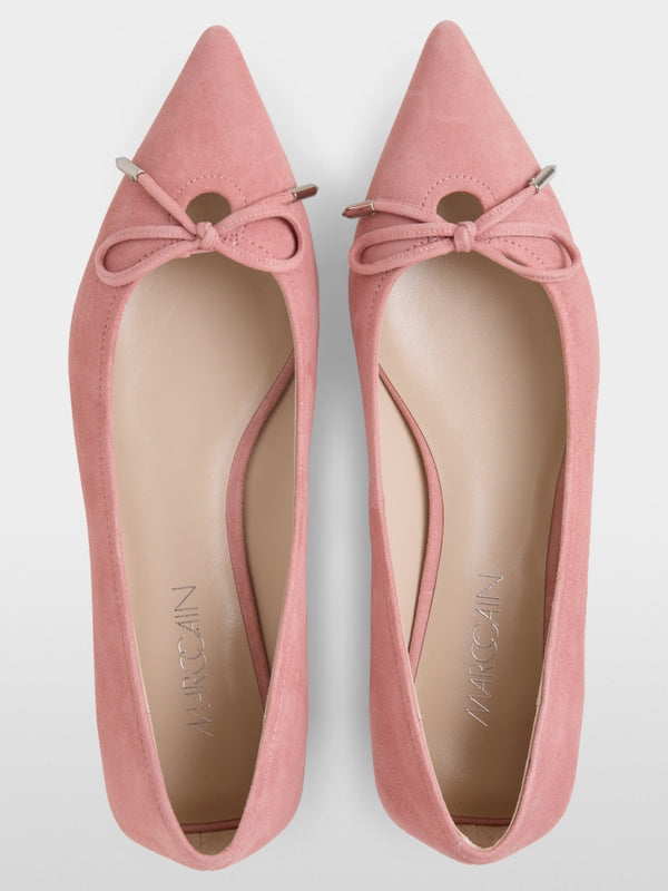 Suede Bow Ballet Flat Pink