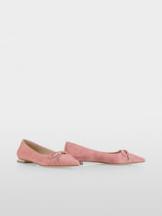 Suede Bow Ballet Flat Pink
