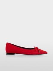 Suede Bow Ballet Flat Red