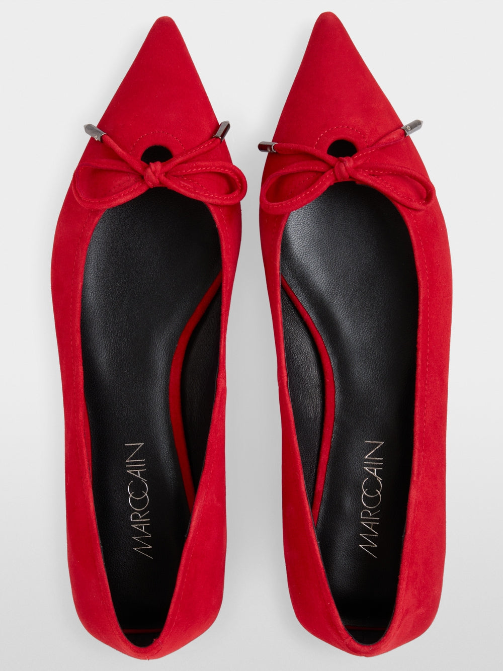 Suede Bow Ballet Flat Red
