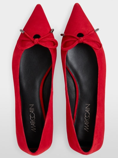Suede Bow Ballet Flat Red